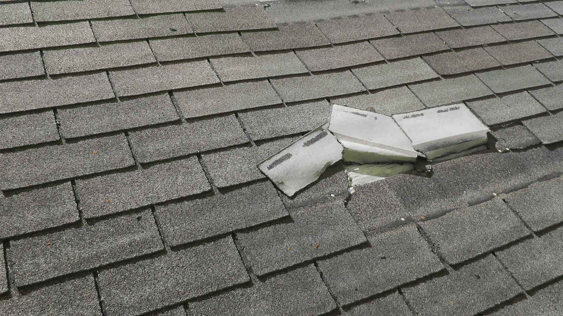 Roof repair work in progress